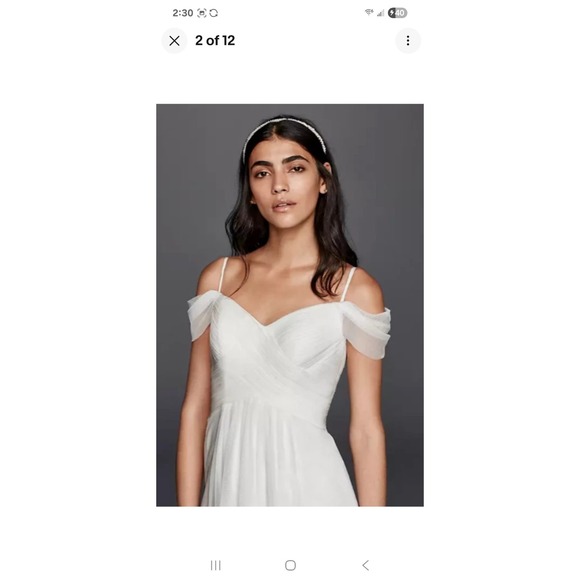 Galina 4 Wedding Dress Tulle A Line Swag Sleeve Classic Gown Strapless Pleated - Picture 2 of 10